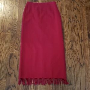 Dark red full-length wool skirt from Harold's